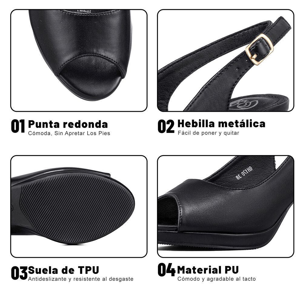 Zapato Elegante Tal&oacute;n Libre Peep Toe Mujer Weide Gh170 image number 8.0