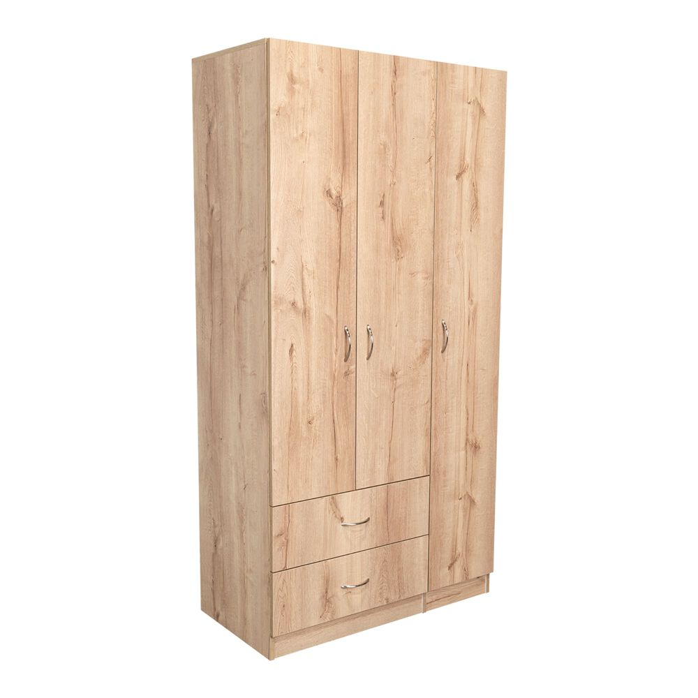 Closet 3 Puertas 2 Cajones Café Claro Y Blanco 180x90x47 Cm image number 0.0