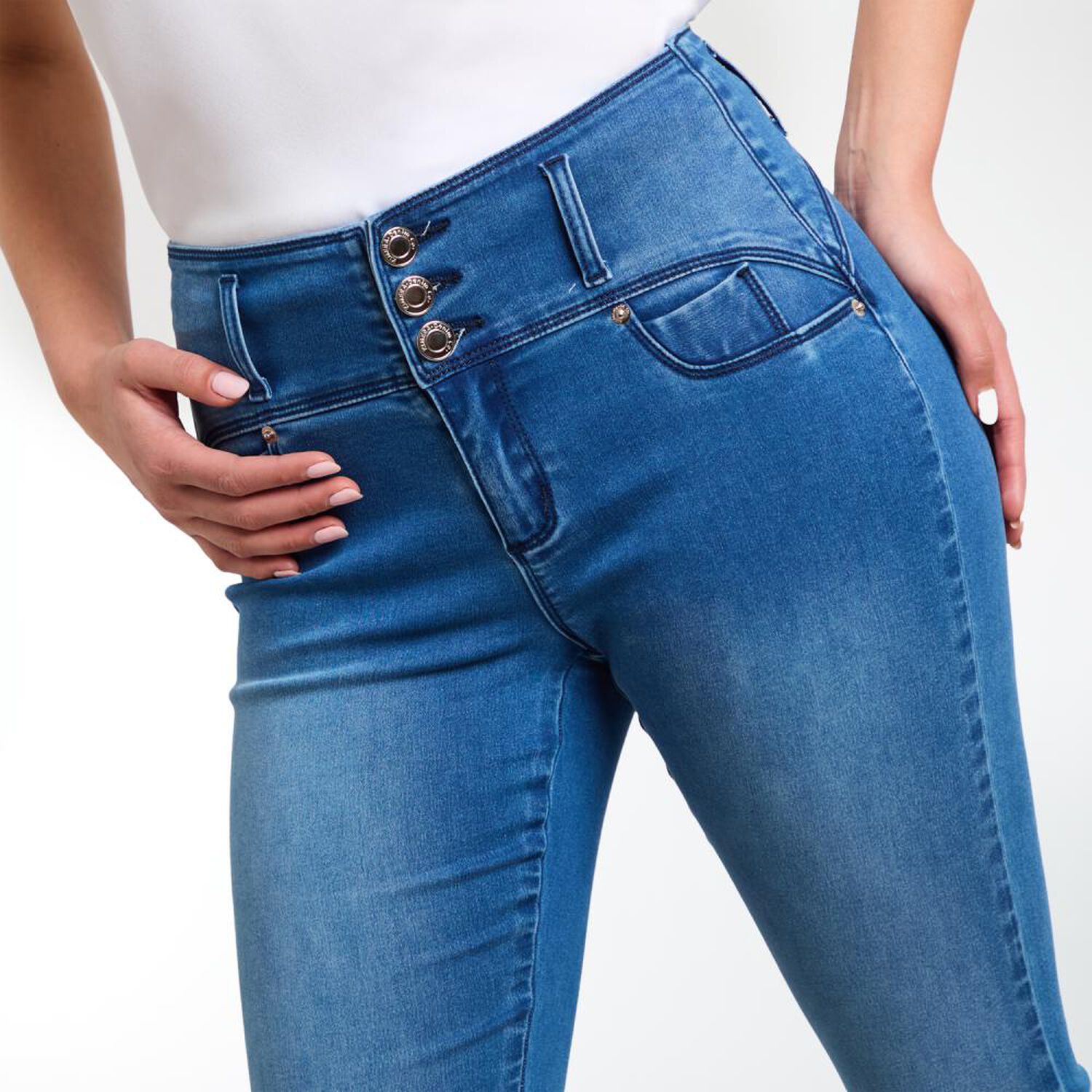 Jeans Tiro Medio Sculpture Push Up Mujer Kimera image number 4.0