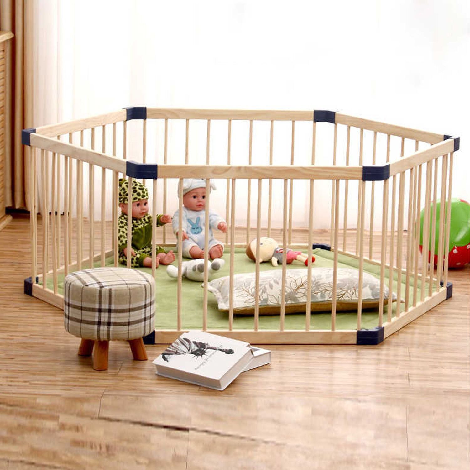 Corral Port&aacute;til De Madera Hexagonal Para Ni&ntilde;os image number 2.0