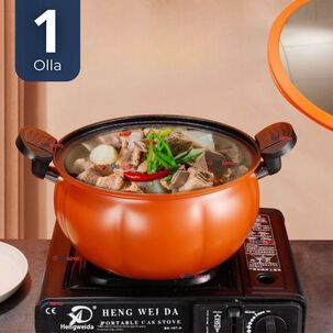 Olla De Micro Presión De Calabaza Antiadherente 7 Litro Color Naranja