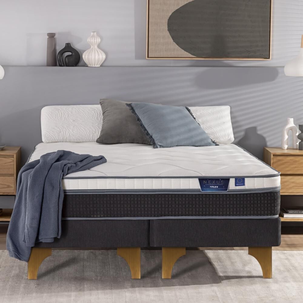 Cama Europea Flex Nexus / 2 Plazas / Base Dividida + Set De Maderas image number 4.0