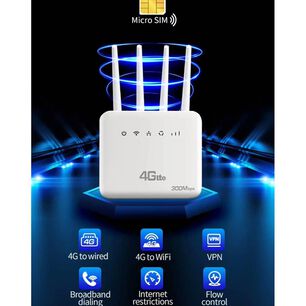 Modem Router 4g Wifi 6 Liberado 300mbps Rj45 4 Antenas Blanco