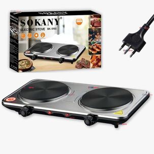 Cocina Encimera Eléctrica 2 Platos 2000w Cocinilla Premium Plateada