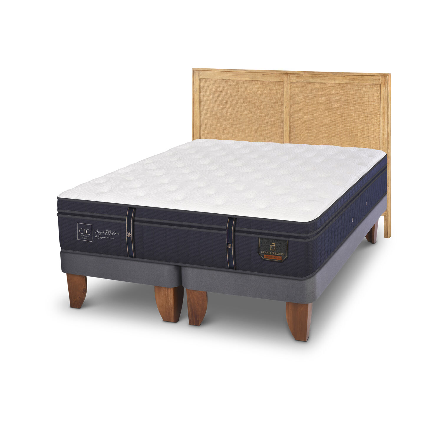 Cama Europea Cic Sava / 2 Plazas / Base Dividida + Respaldo image number 1.0