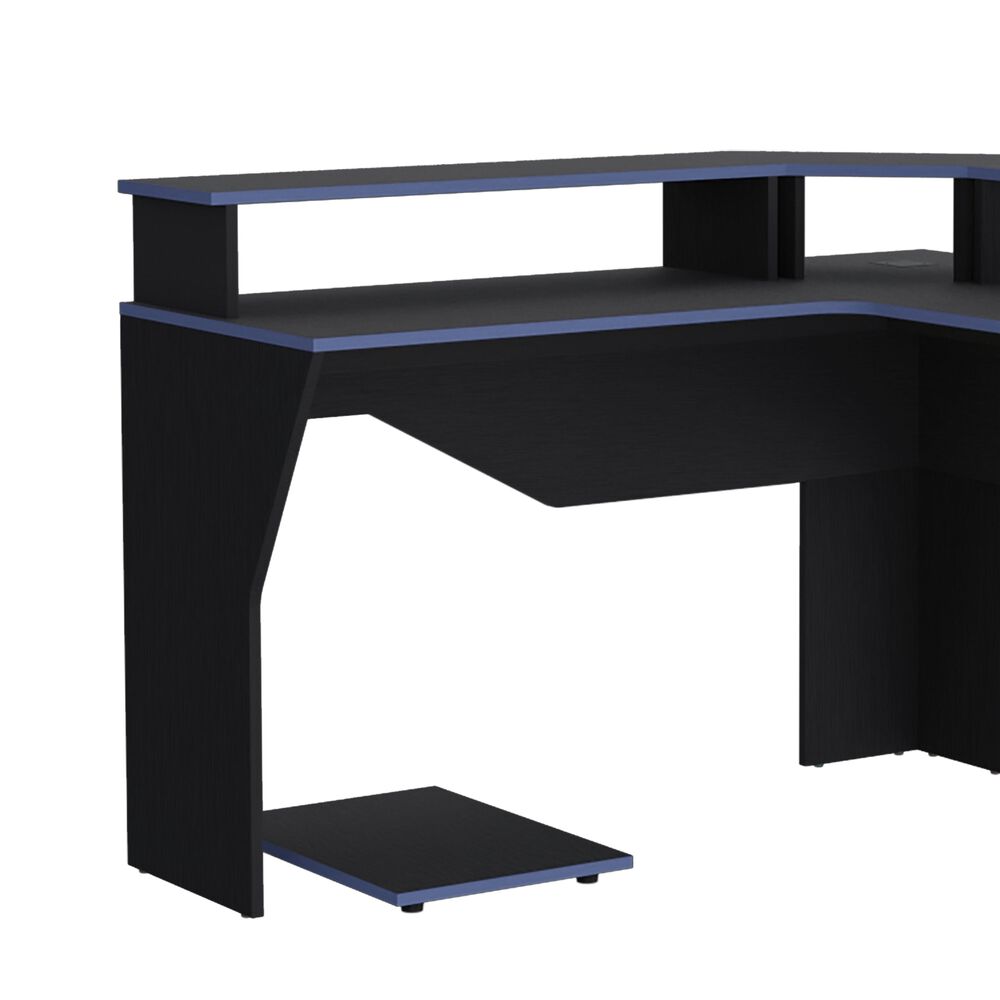 Escritorio Gamer En L 88,5x127,9x127,9 Cm Fm-046n Negro Y Azul image number 0.0