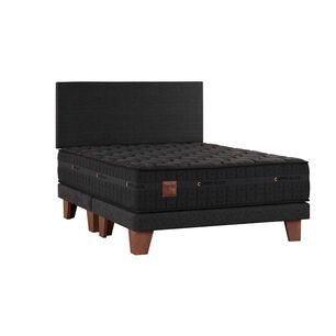 Cama Europea Celta Copper Black / 2 Plazas / Base Dividida + Respaldo