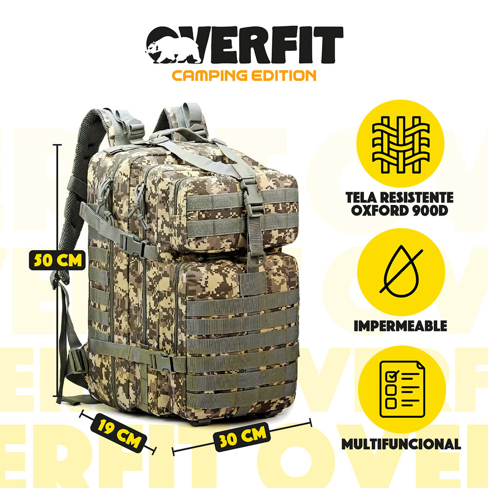 Mochila De Táctica Militar 45l Camuflaje Overfit Trekking image number 1.0