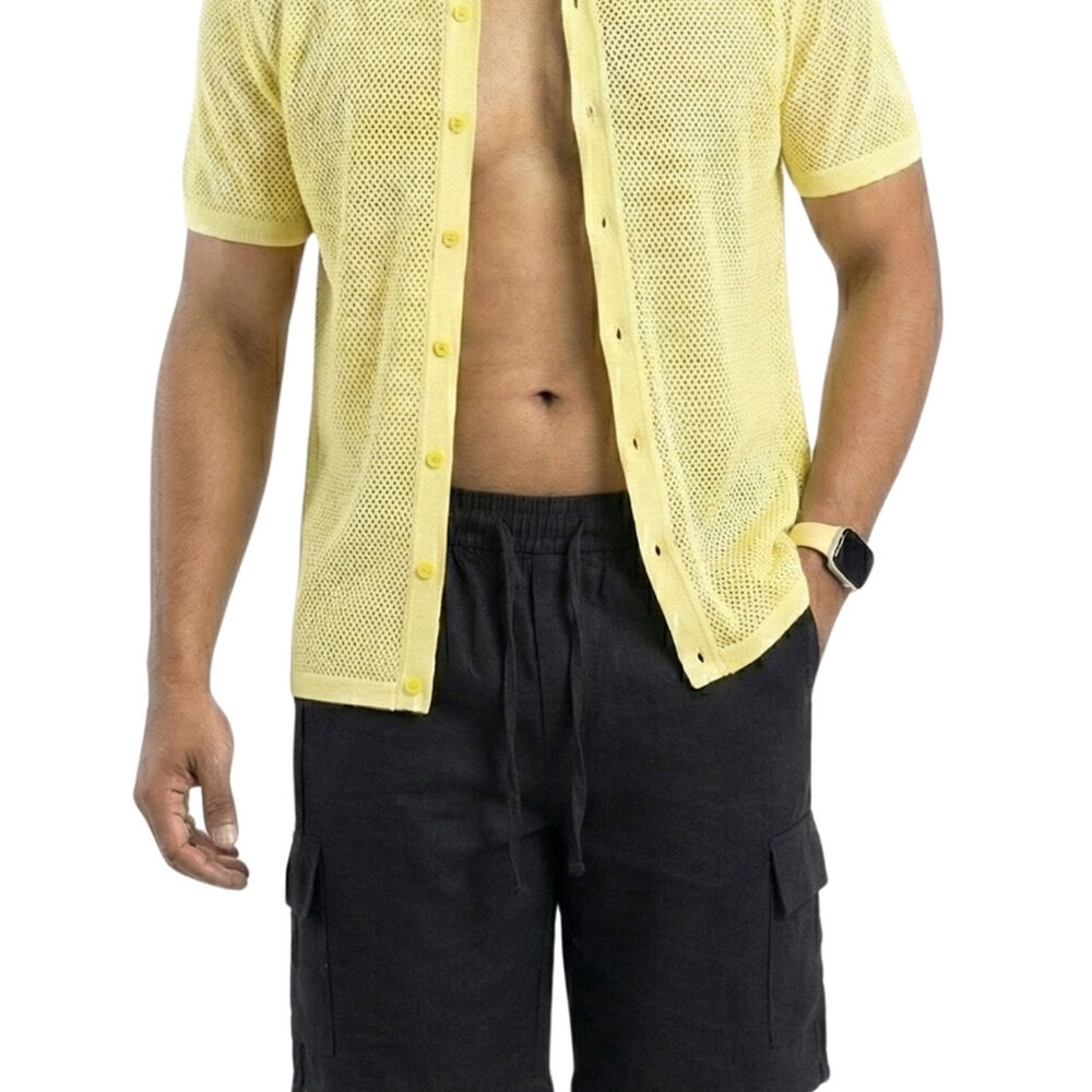 Short Fresco Lino Grueso Cargo Hombre image number 1.0