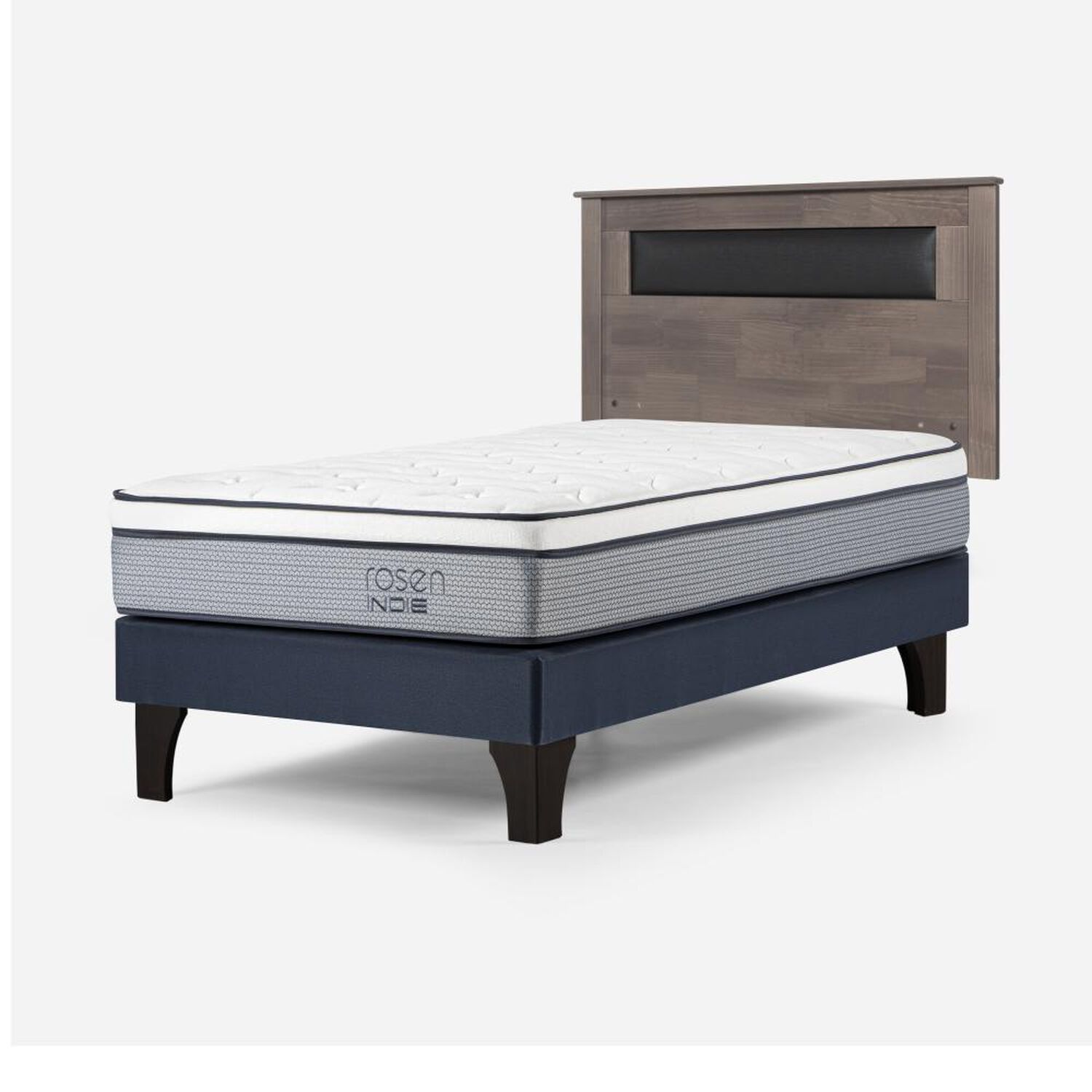 Cama Europea Rosen Indie / 1 Plaza / Base Normal  + Respaldo Ferrara Gris image number 2.0