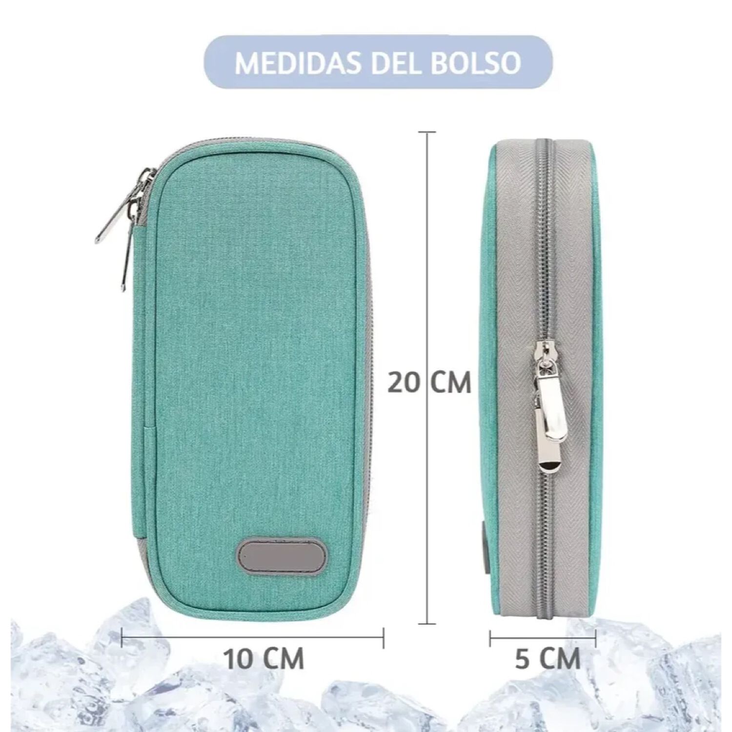 Bolso Estuche Cooler Porta Insulina Para Viaje Refrigerante Tela Verde image number 1.0