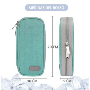 Bolso Estuche Cooler Porta Insulina Para Viaje Refrigerante Tela Verde