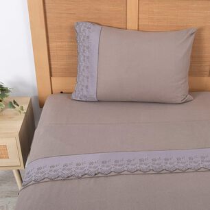 Sabana Polar Lisa Broderie 1.5 Plazas Taupe