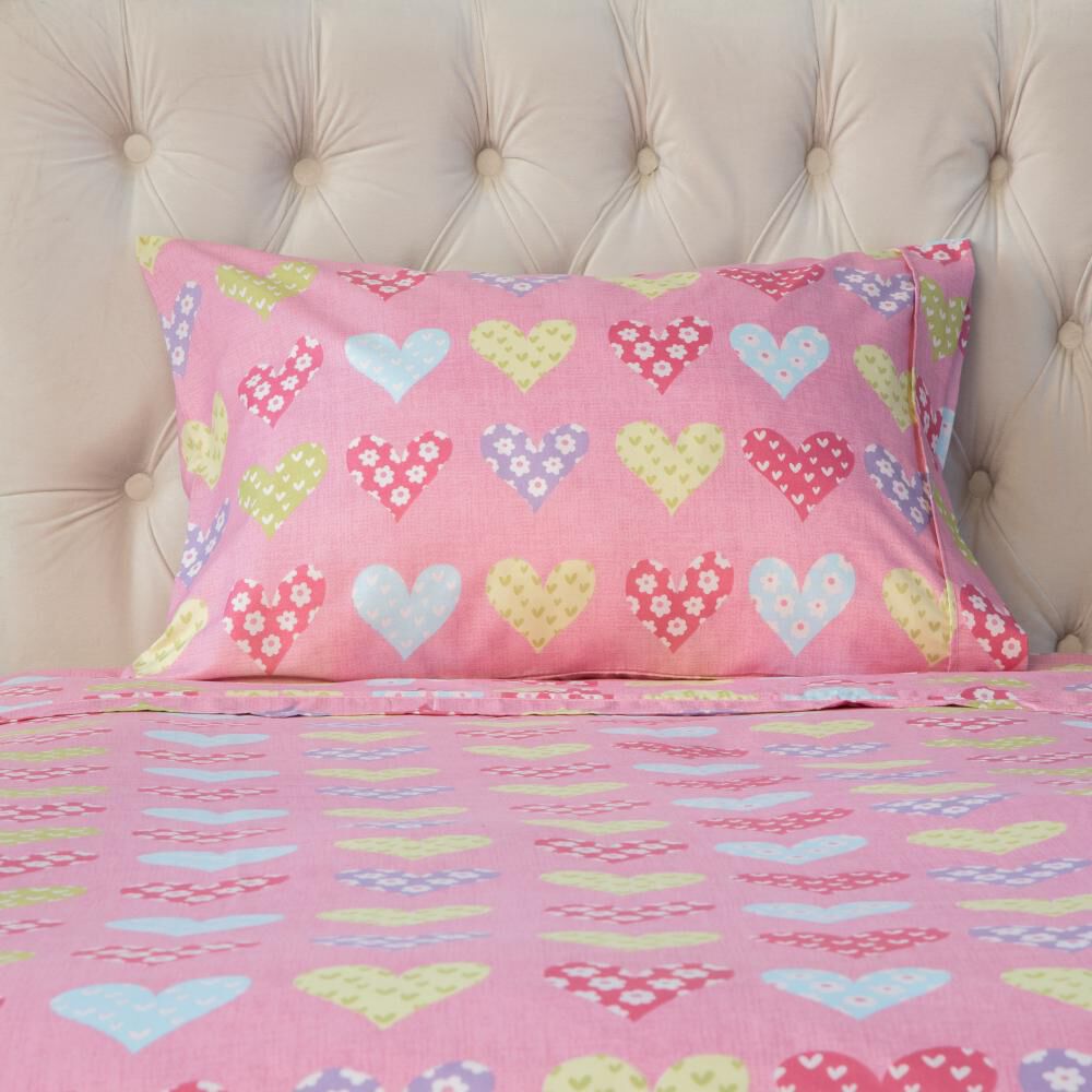 Juego De S&aacute;banas Casaideal Kids Flowerheart / 1.5 Plazas image number 0.0