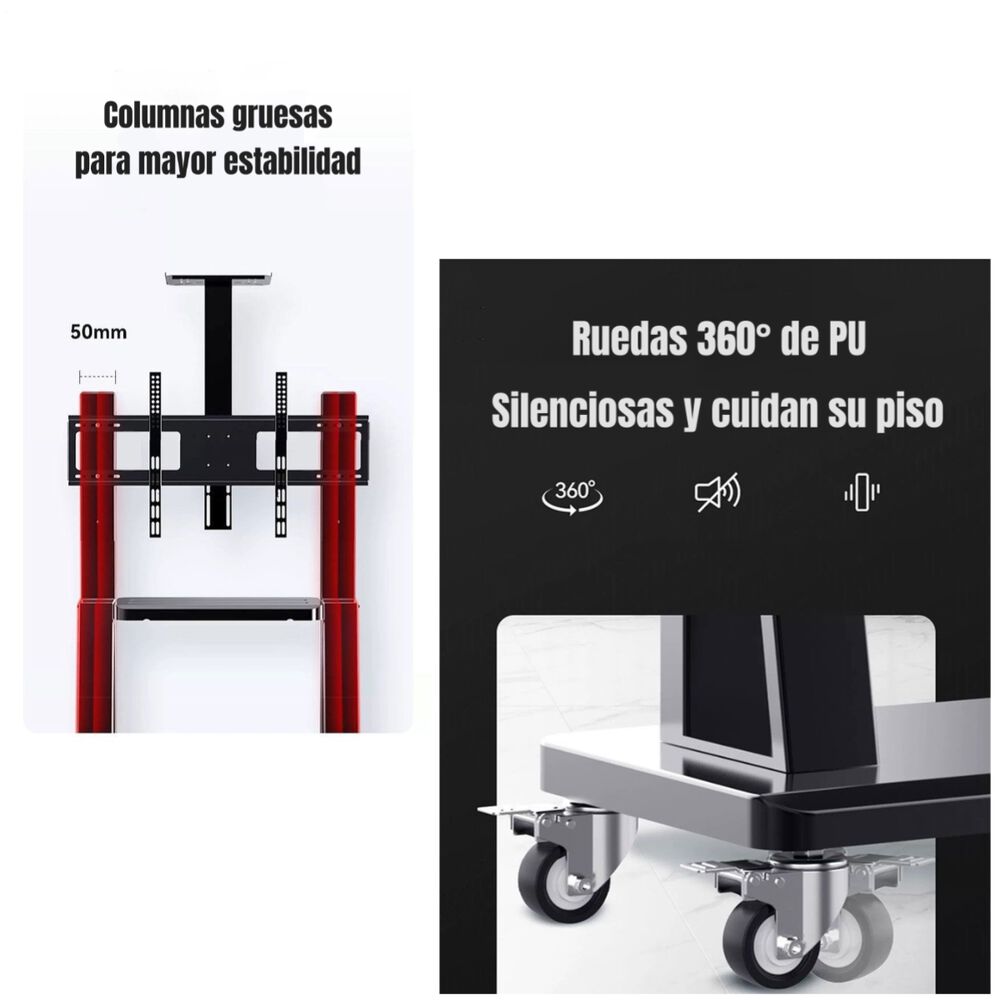 Soporte Tv Rack Pedestal 32”-75” Con Ruedas By Lubabycas image number 5.0
