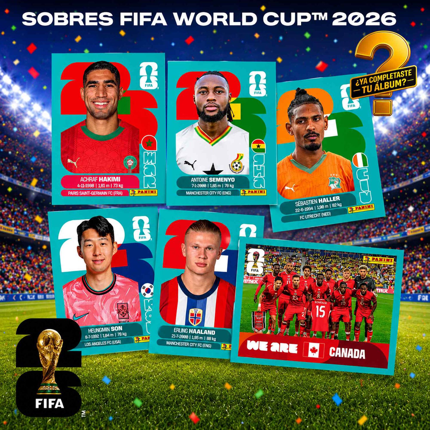 Pack 5 Sobres Mundial Fifa 2026 Panini Original 35 L&aacute;minas image number 2.0