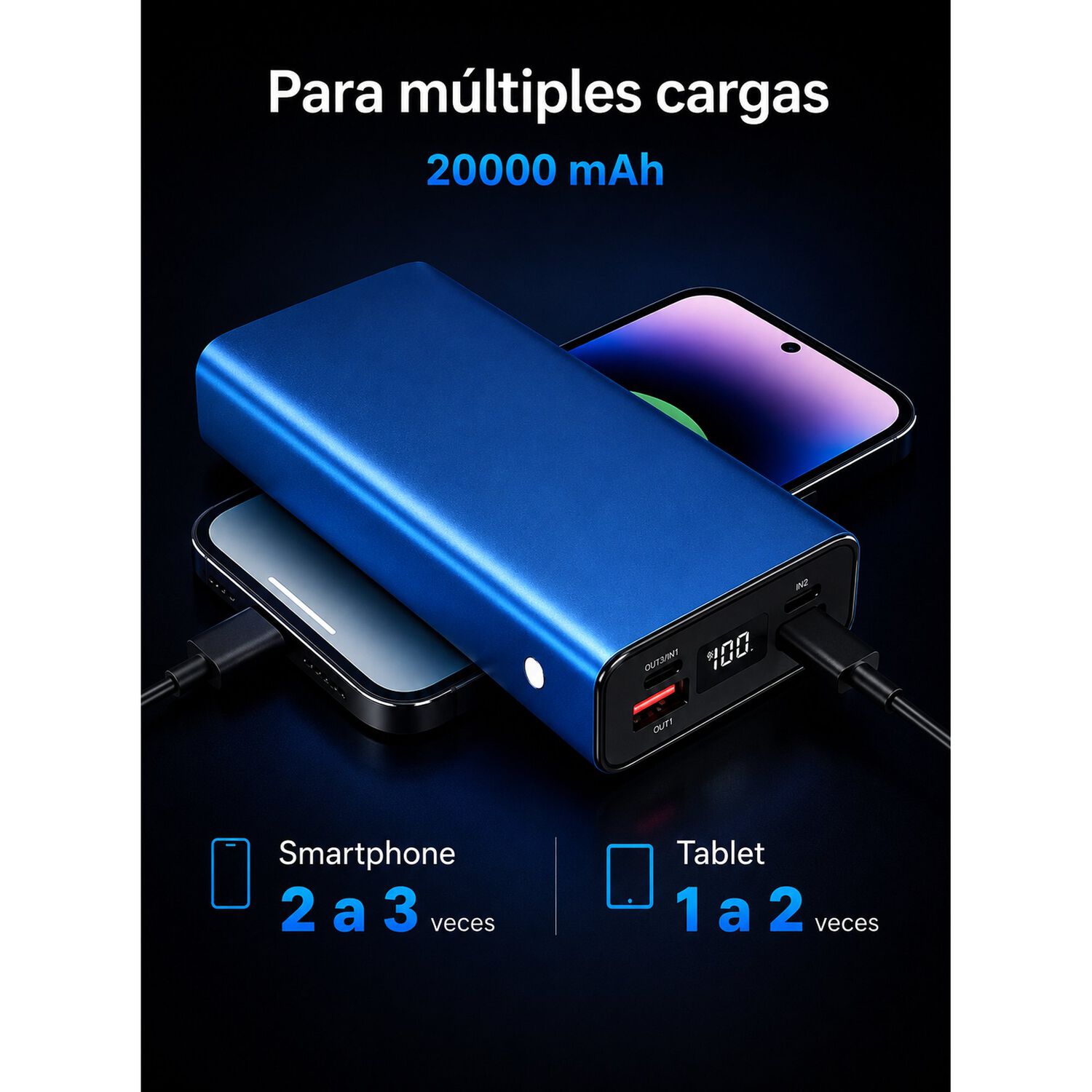 Bater&iacute;a Externa Power Bank 20000mah Carga R&aacute;pida Port&aacute;til image number 4.0