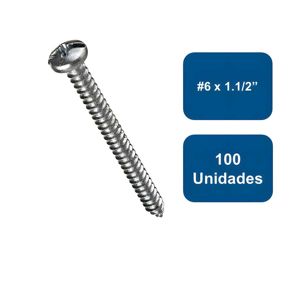 Roscalata Cabeza Binding Zincado #6 X 1.1/2" 100un. - Anclajes image number 0.0