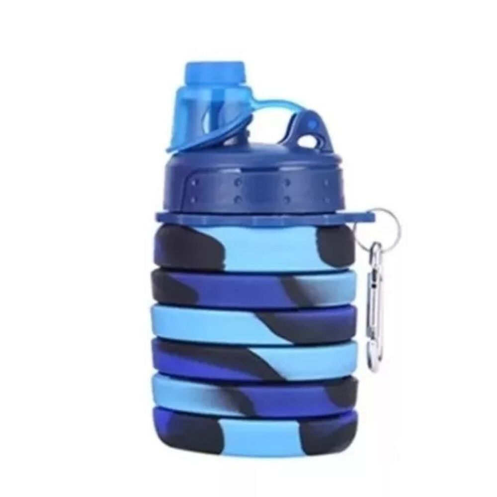 Botella Agua Para Niños Silicona Plegable Arcoiris 500ml Azul image number 1.0
