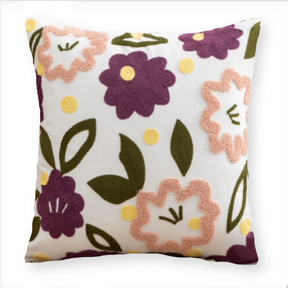 Cojin Bordado 45x45 Cm Flores Purpura image number 0.0