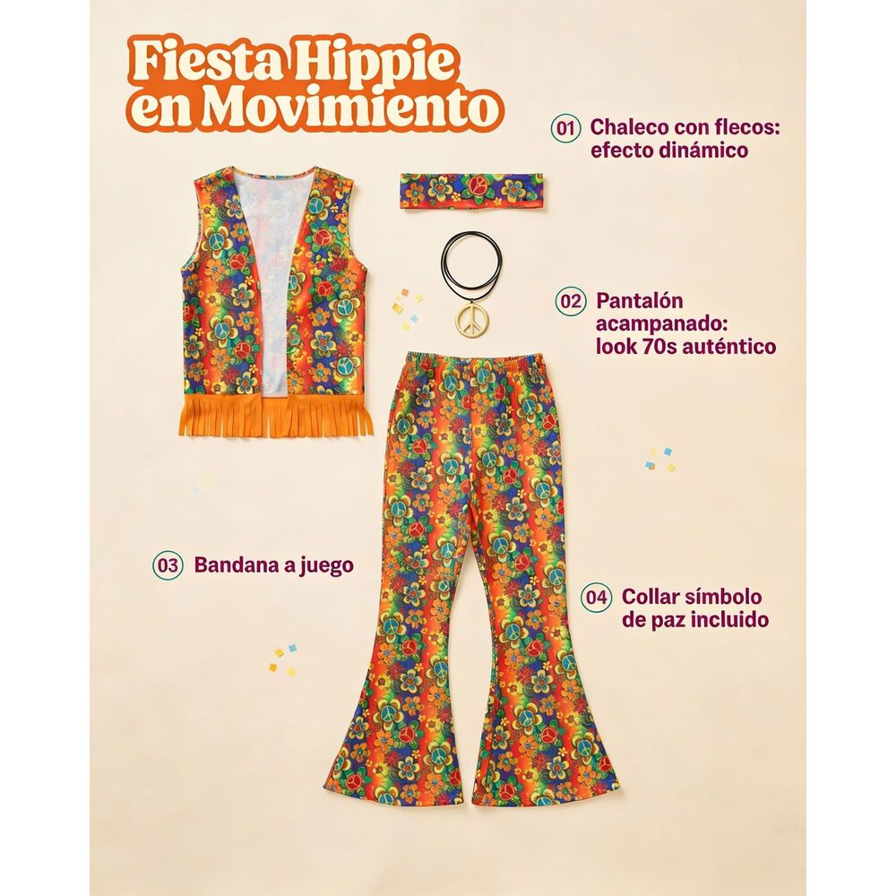 Disfraz Infantil Hippie Retro image number 3.0