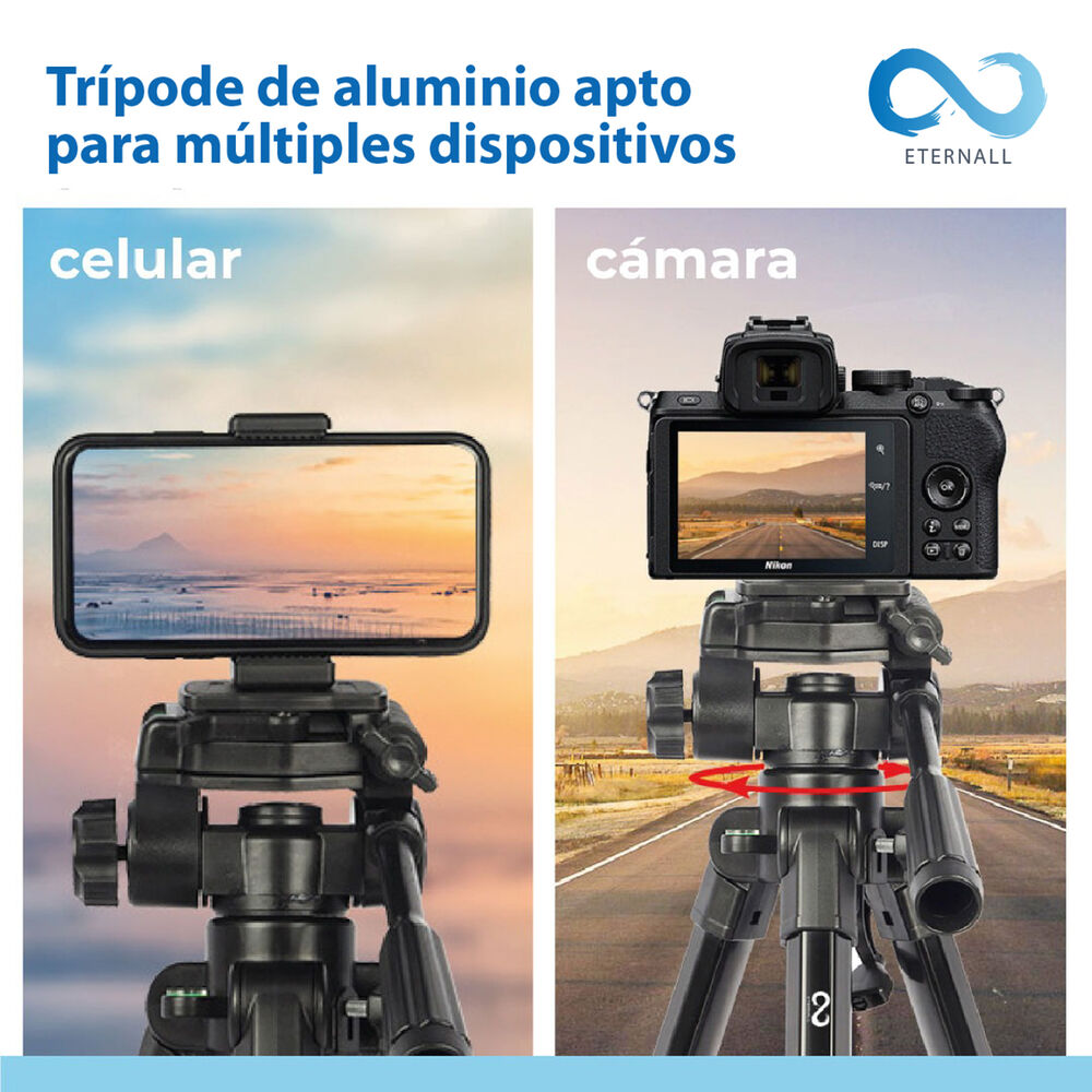 Trípode Celular Camara Portátil Aluminio Carga 10 Kg 170 Cm image number 9.0