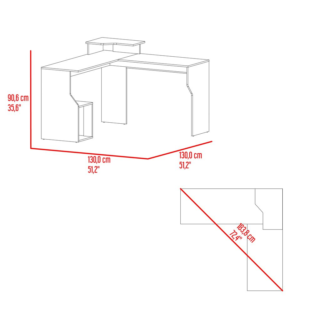 Escritorio En L 90,6x130x130 Cm Cafe Claro Y Negro image number 4.0