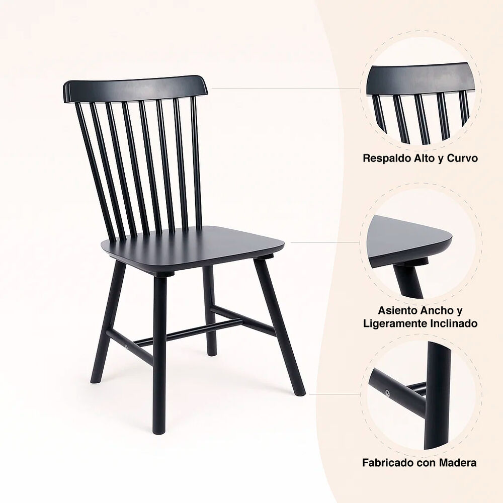 Pack De 2 Sillas Windsor Madera - Negra image number 4.0