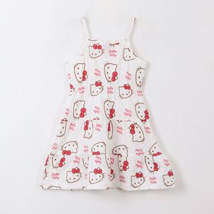 Vestido Ni&ntilde;a Blanco Full Print Hello Kitty