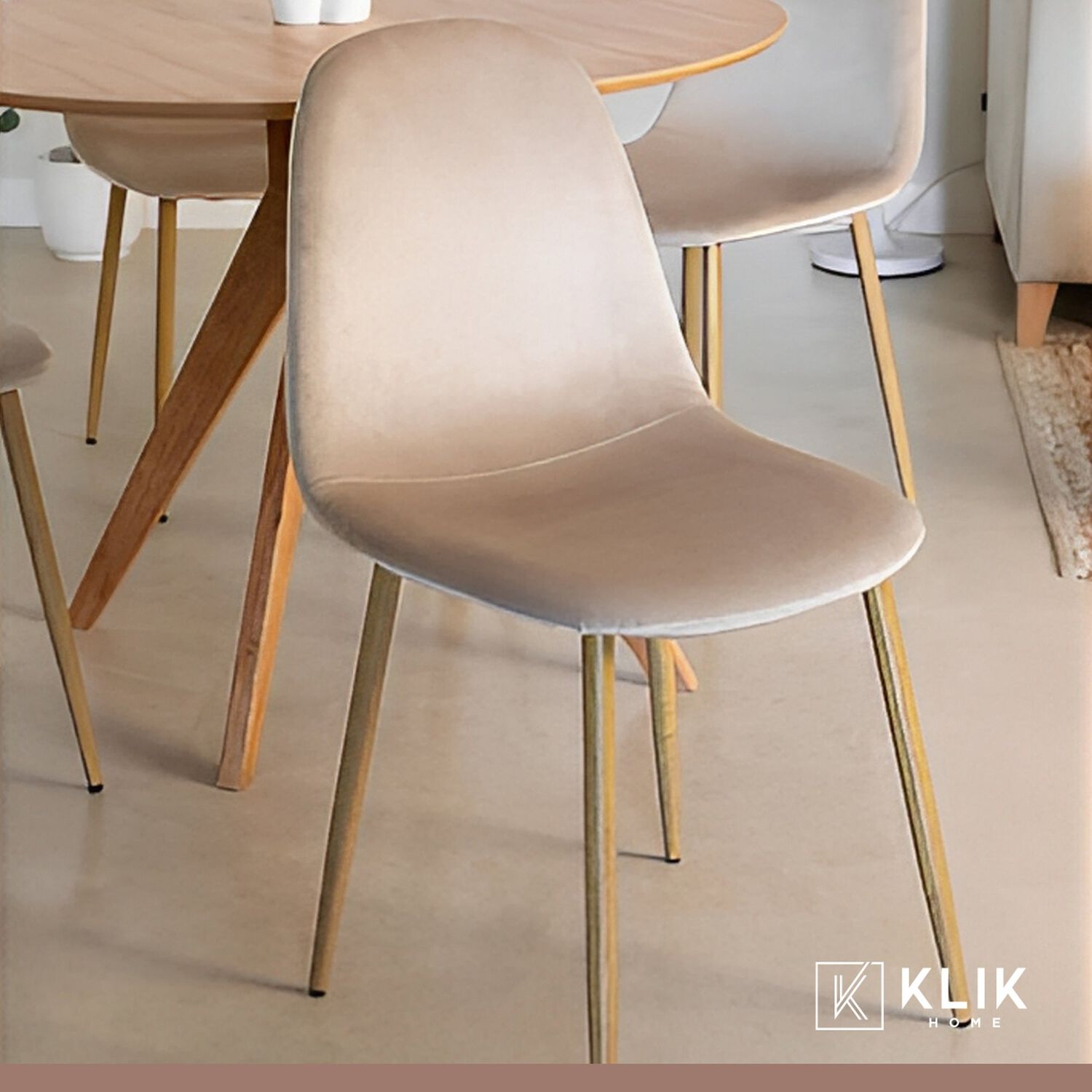 Comedor Mesa De Vidrio 120x80 + 6 Sillas Spoon Terciopelo Beige image number 7.0
