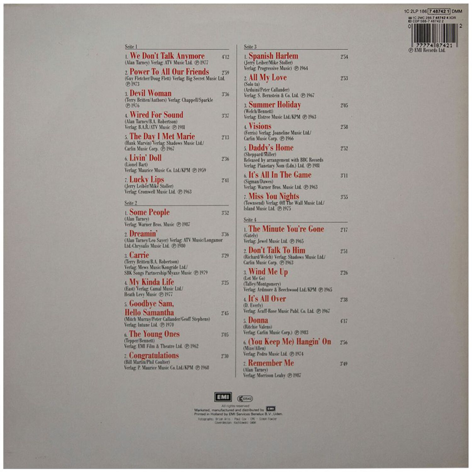 Cliff Richard - Remember Me Best Of (2lp) | Vinilo Usado image number 1.0