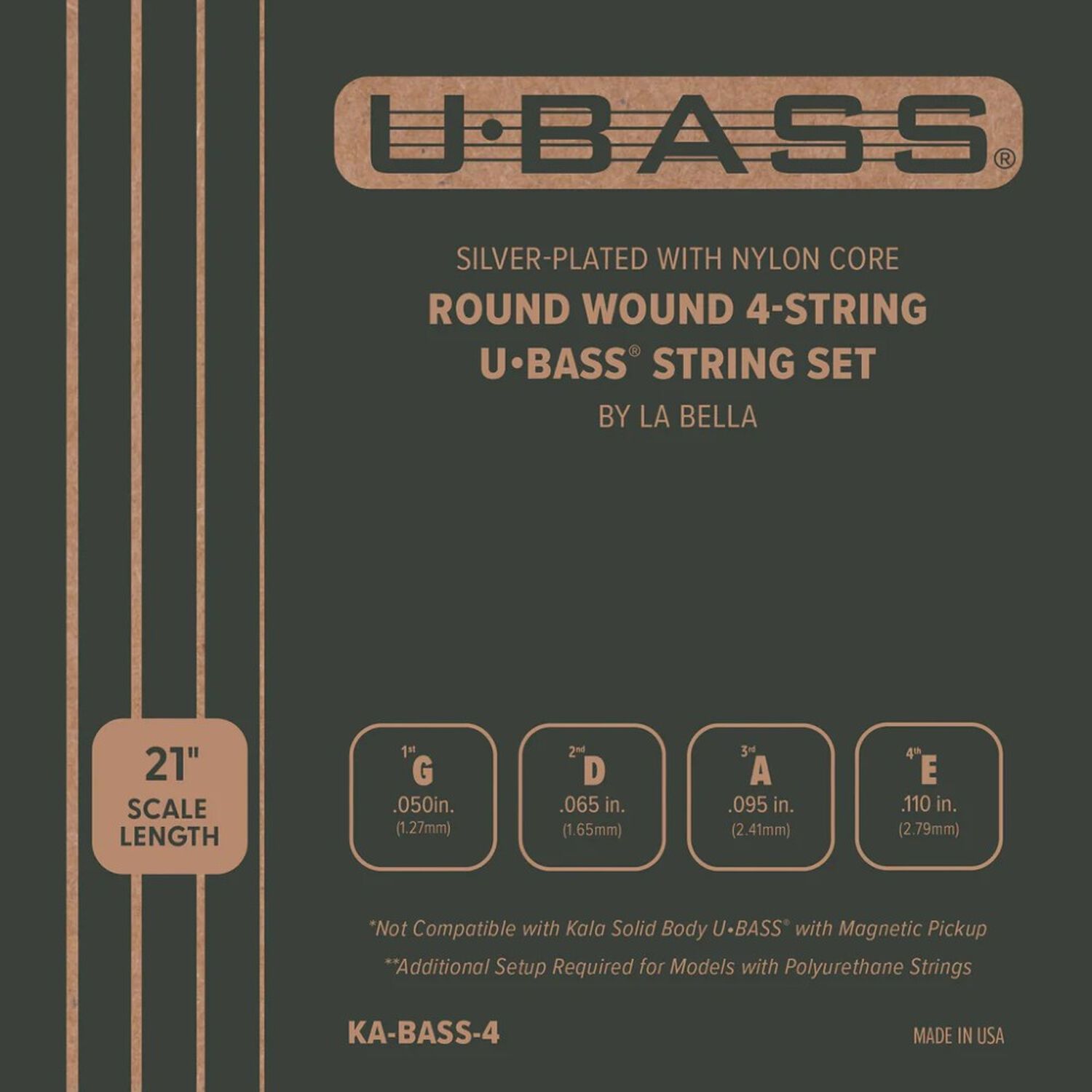 Set 4 Cuerdas Kala Metal Round Wound U-bass image number 0.0