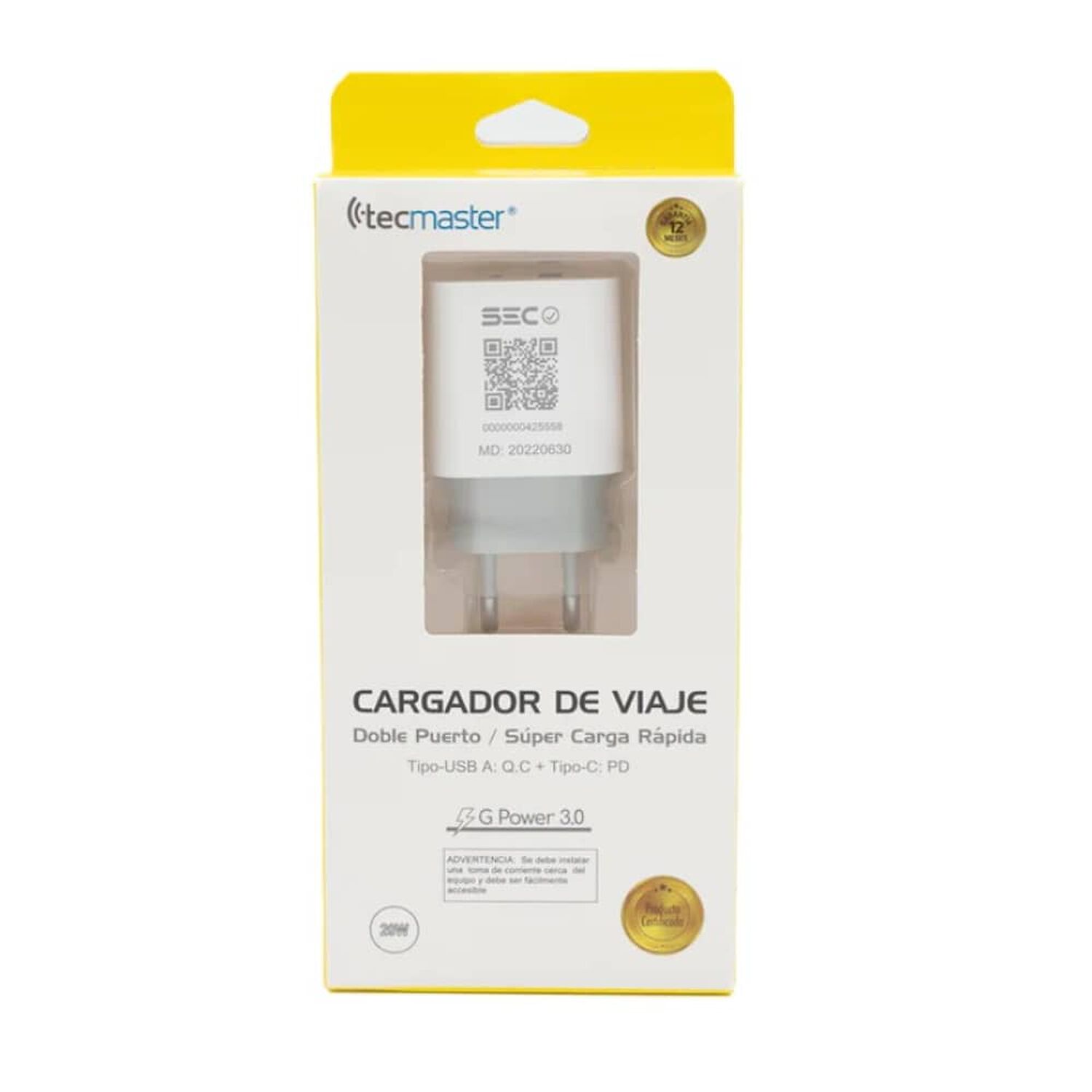 Enchufe Cargador Q30 Dual Pd 20w Tipo C+usb S&uacute;per Carga Certificado image number 5.0