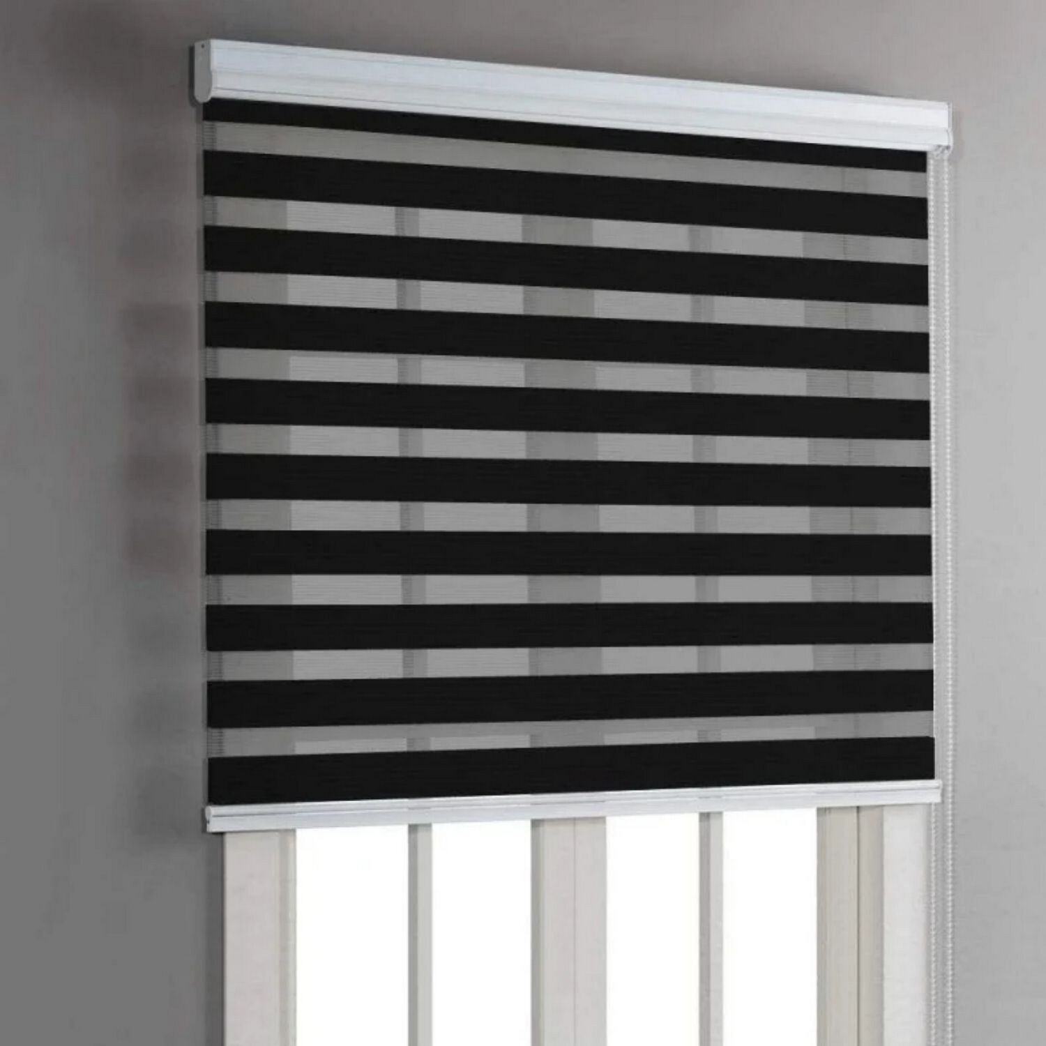 Cortina Roller D&uacute;o Zebra Negra 60x220 Cm image number 3.0