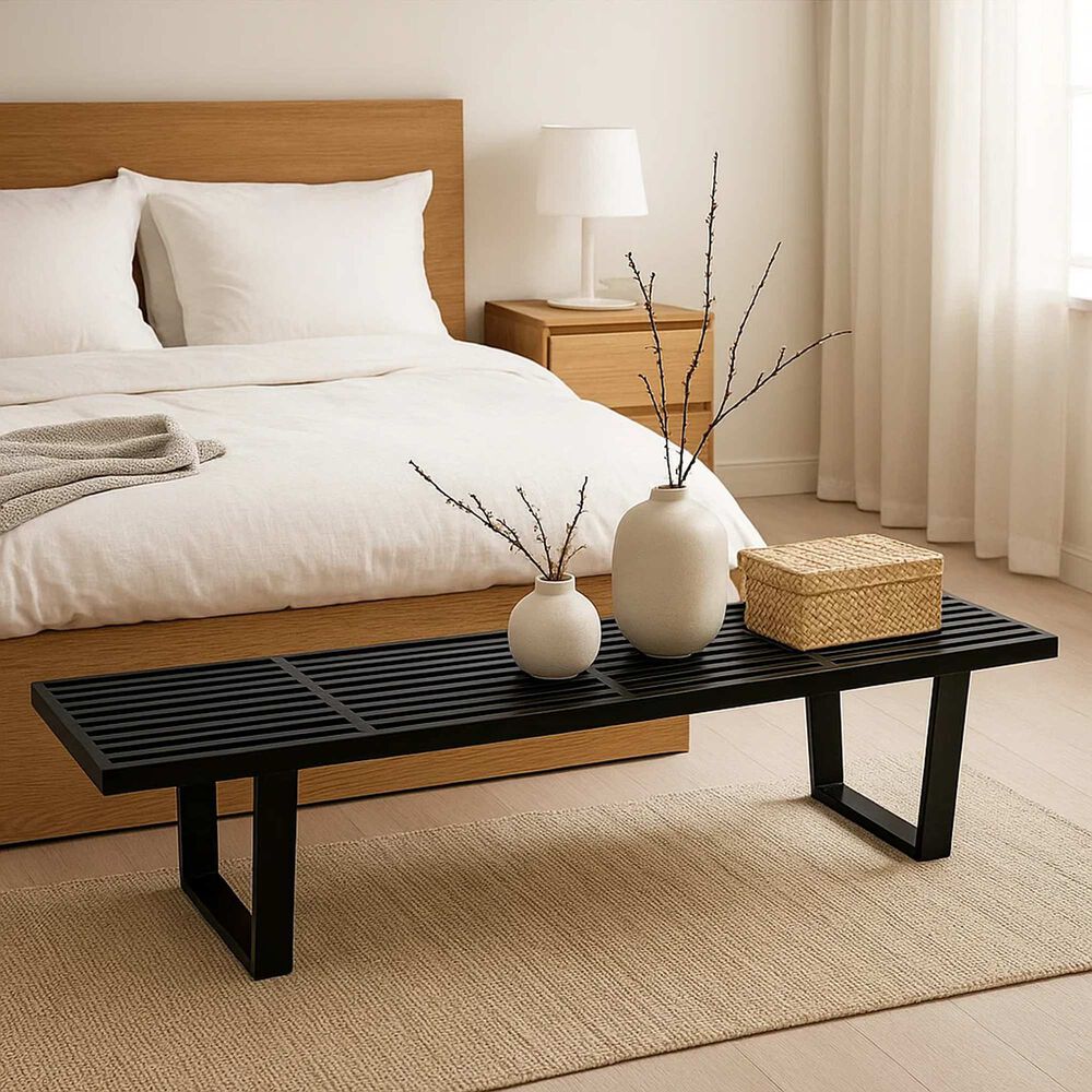 Banqueta De Madera Y Metal George Nelson 160cm - Negra image number 2.0