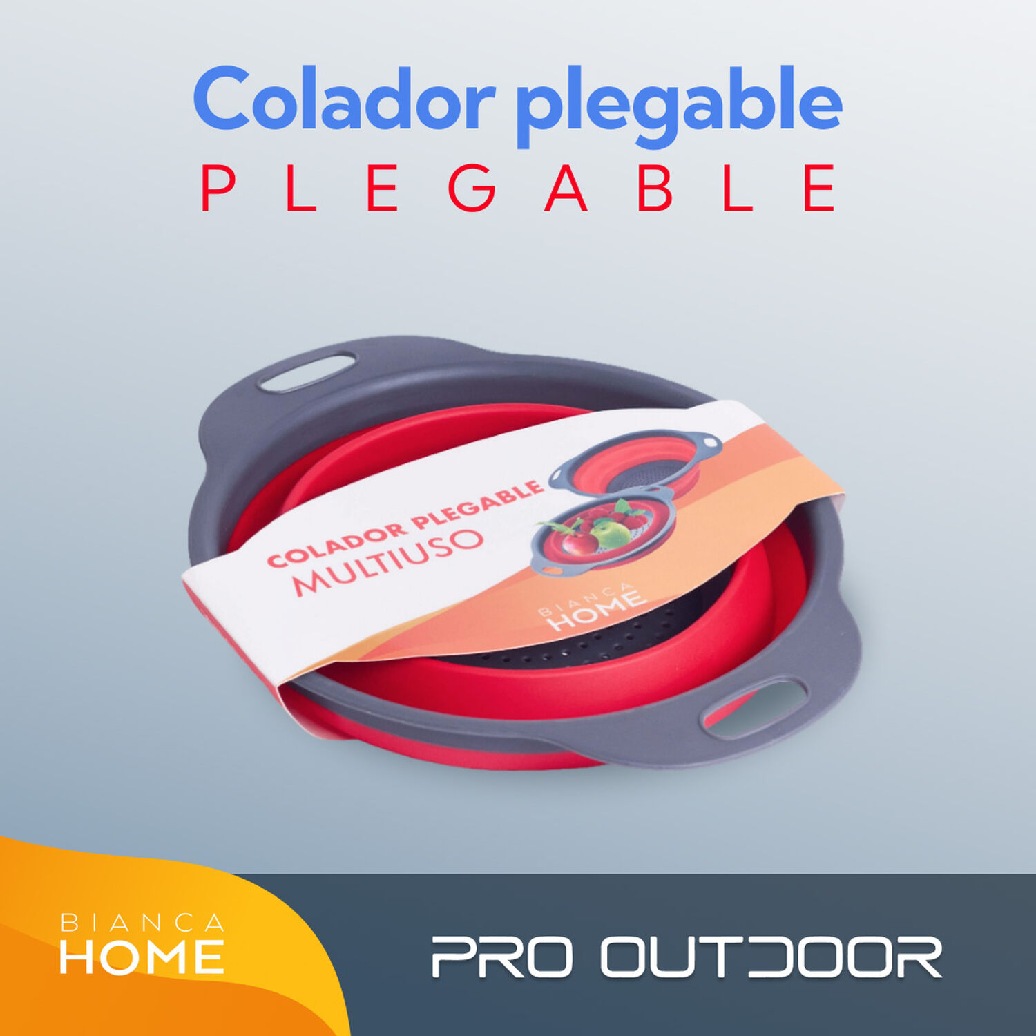 Colador Plegable De Silicona Para Drenar Pasta Verduras Y Frutas image number 1.0