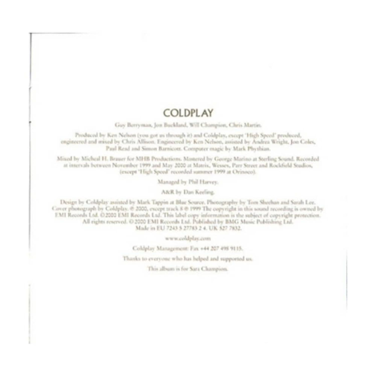 Coldplay - Parachutes | Cd image number 4.0
