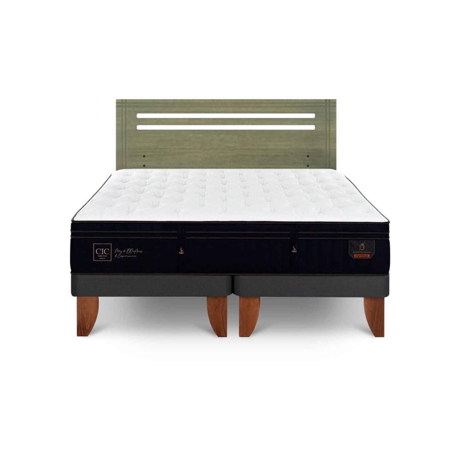 Cama Europea Cic Linea Premium / 2 Plazas / Base Dividida + Respaldo image number 0.0