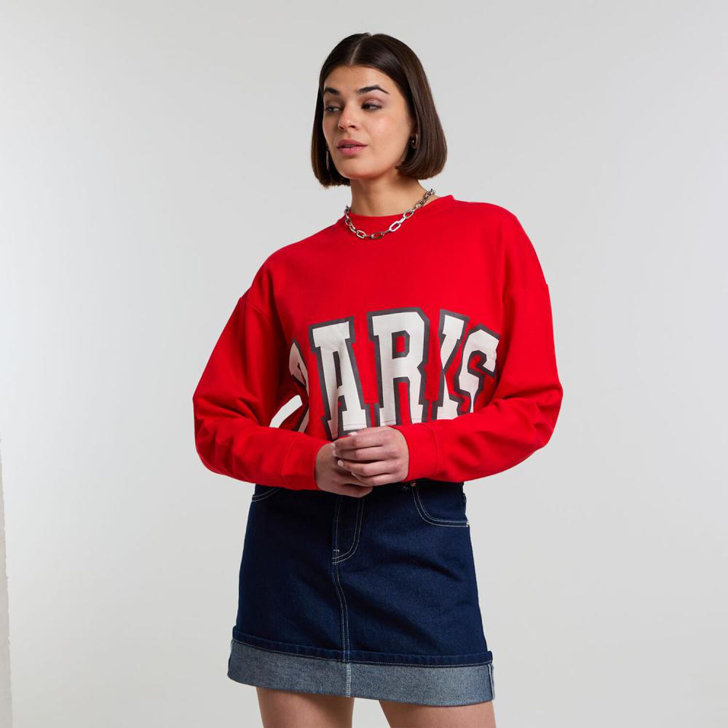 Poler&oacute;n Crop Top Manga Larga Cuello Redondo Mujer Rolly Go image number 0.0