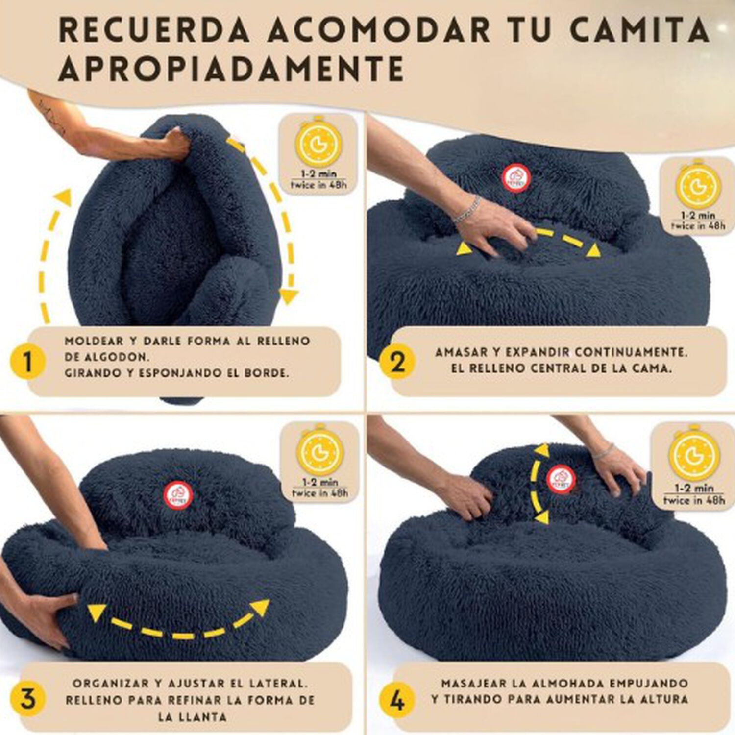 Cama Mascota Grande Yep Pet Perro L Antiestr&eacute;s Y Ronquido Cama Dona image number 4.0