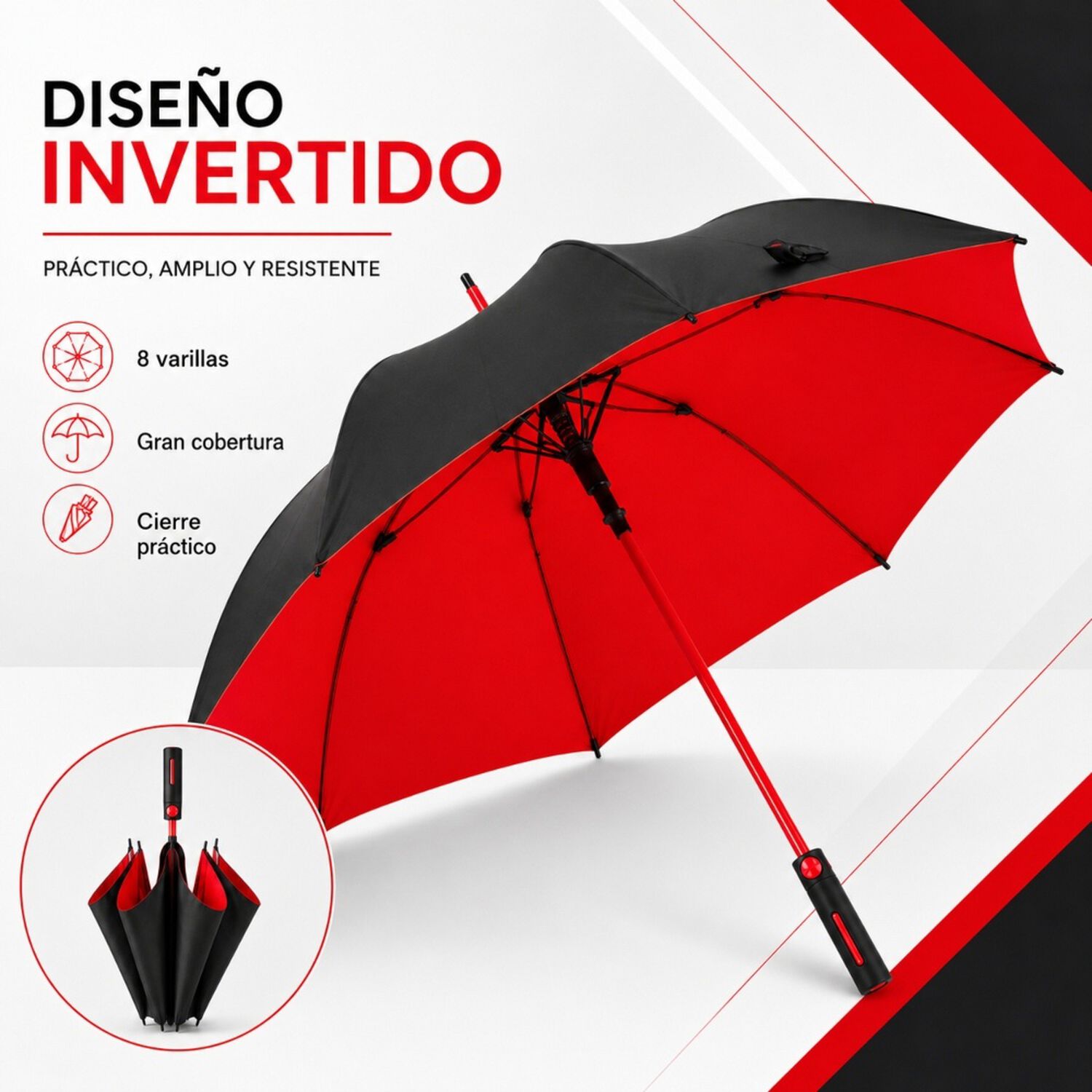 Paraguas Invertido Para Invierno Antiviento 8 Varillas image number 6.0