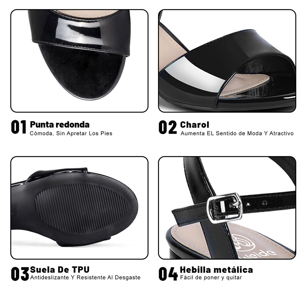 Sandalia Casual Taco Negra Mujer Weide Gh64 image number 7.0