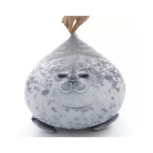 Juguete Peluche Cojin Foca Bebe 30cm Felpa Gris Infantil
