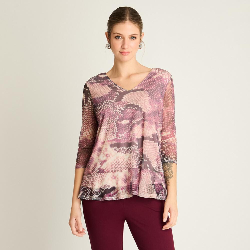 Polera Manga 3/4 Cuello V Mujer Lorenzo Di Pontti image number 0.0