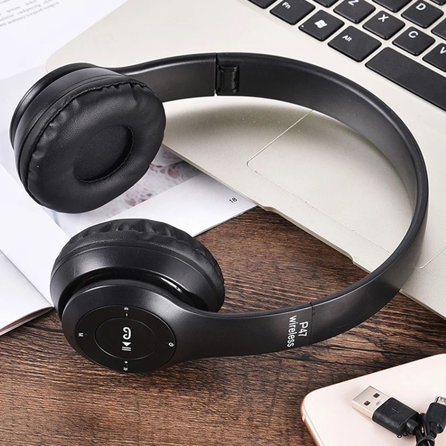 Aud&iacute;fonos Bluetooth Inalambricos On Ear Grandes P47 Micro Sd Recargable Usb image number 8.0