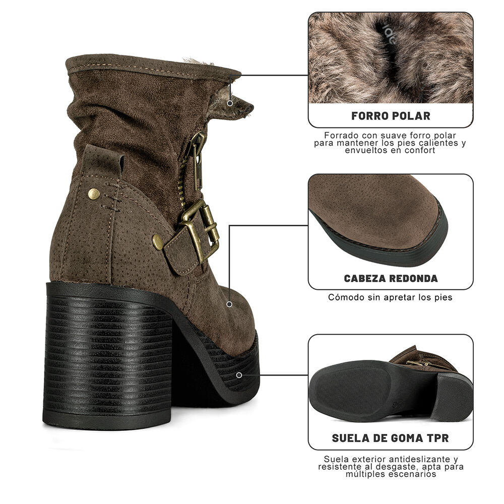 Botin Casual Mujer Taco Grueso Con Felpa Comodo Weide Czy608 image number 7.0