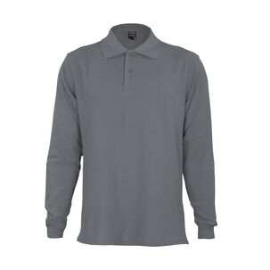 Polera Pique Gris Manga Larga Upf25 Polera Pique Gris Manga Larga Upf25