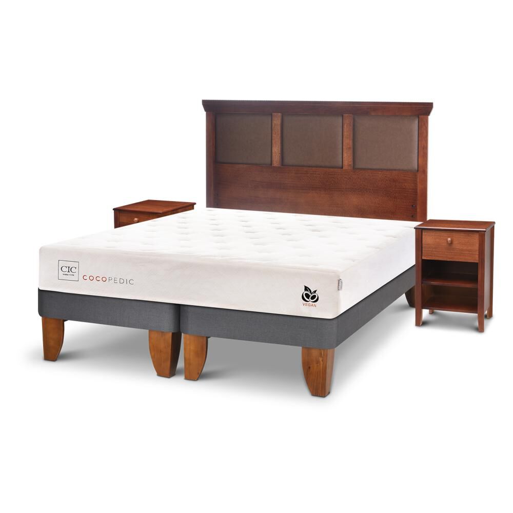 Cama Europea Cic Cocopedic / 2 Plazas / Base Dividida + Set De Maderas image number 1.0