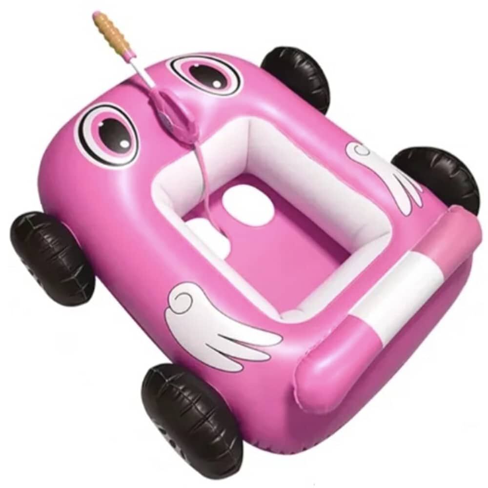 Flotador Autito Inflable Con Pistola Lanza Agua Rosado image number 0.0