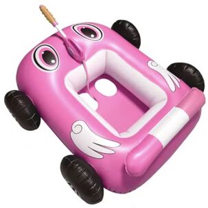 Flotador Autito Inflable Con Pistola Lanza Agua Rosado